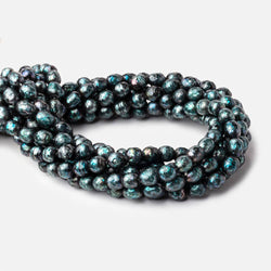 8.5x7.5-9.5x8mm Dark Teal Faceted Oval Freshwater Pearls 16 inch 36 pieces (ONLINE ORDER ONLY)