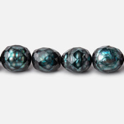 8.5x7.5-9.5x8mm Dark Teal Faceted Oval Freshwater Pearls 16 inch 36 pieces (ONLINE ORDER ONLY)
