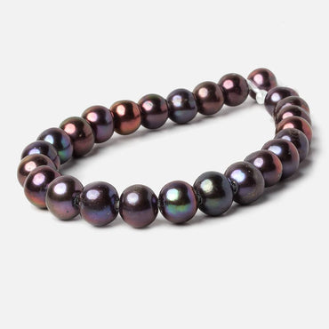 8.5x8-10x9mm Peacock Multi Color Off Round Large Hole pearls 8 inch 24 pieces A (ONLINE ORDER ONLY)