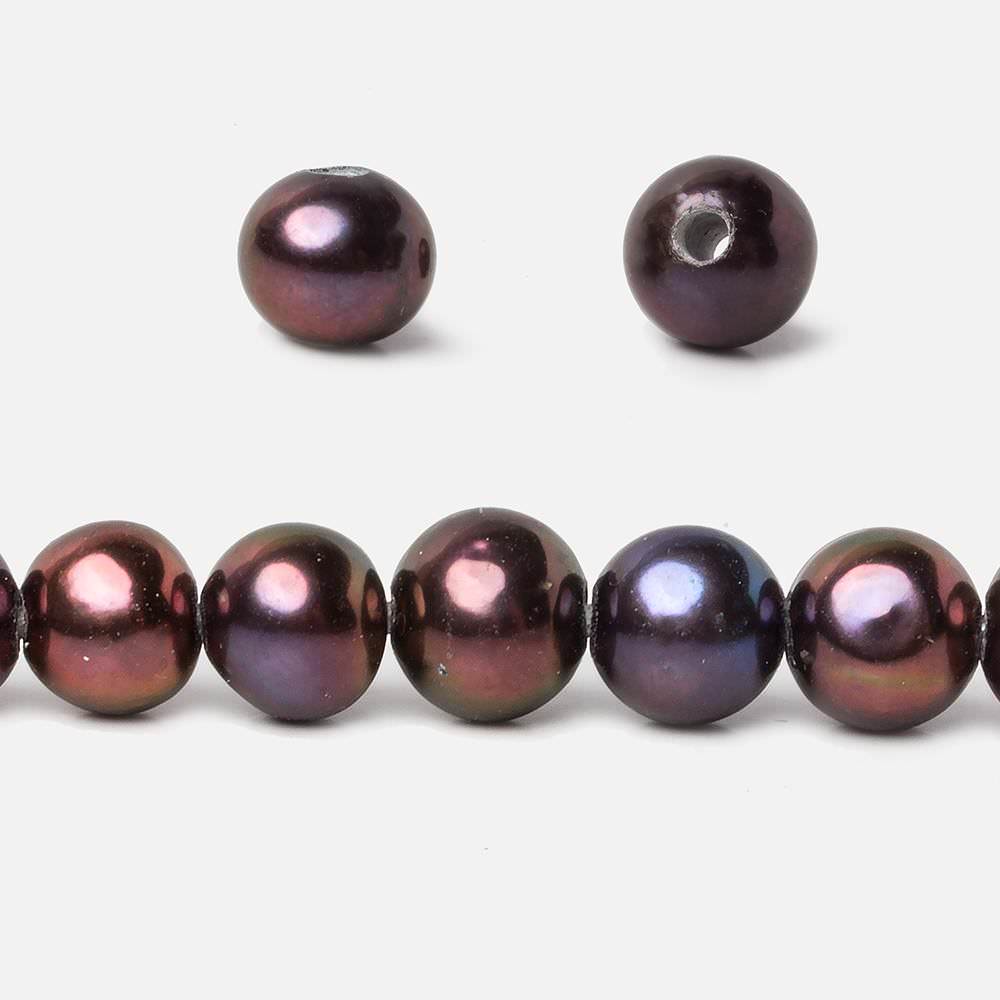 8.5x8-10x9mm Peacock Multi Color Off Round Large Hole pearls 8 inch 24 pieces A (ONLINE ORDER ONLY)