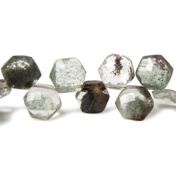 8.5x8.5-10x10mm Moss Quartz Faceted Hexagonal Beads 8 inch 29 pieces (ONLINE ORDER ONLY)