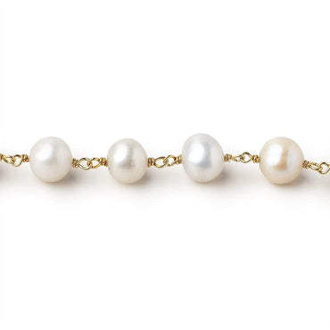 8.5x9-8x10mm White Off Round Pearls on Vermeil Chain by the Foot 20 pieces (ONLINE ORDER ONLY)