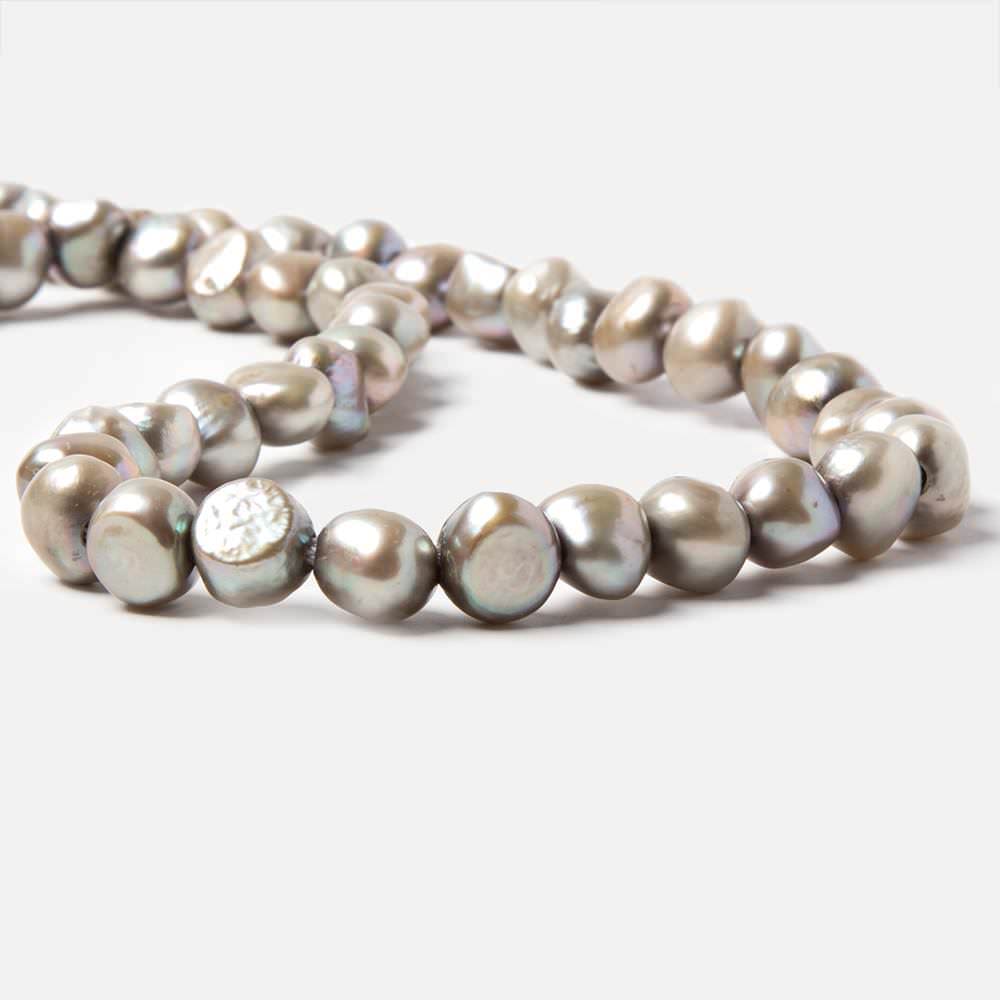 8.5x9.5-10.5x9.5mm Platinum Silver Baroque 2.5mm large hole Pearl 15 in. 44 pcs (ONLINE ORDER ONLY)
