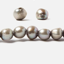 8.5x9.5-10.5x9.5mm Platinum Silver Baroque 2.5mm large hole Pearl 15 in. 44 pcs (ONLINE ORDER ONLY)