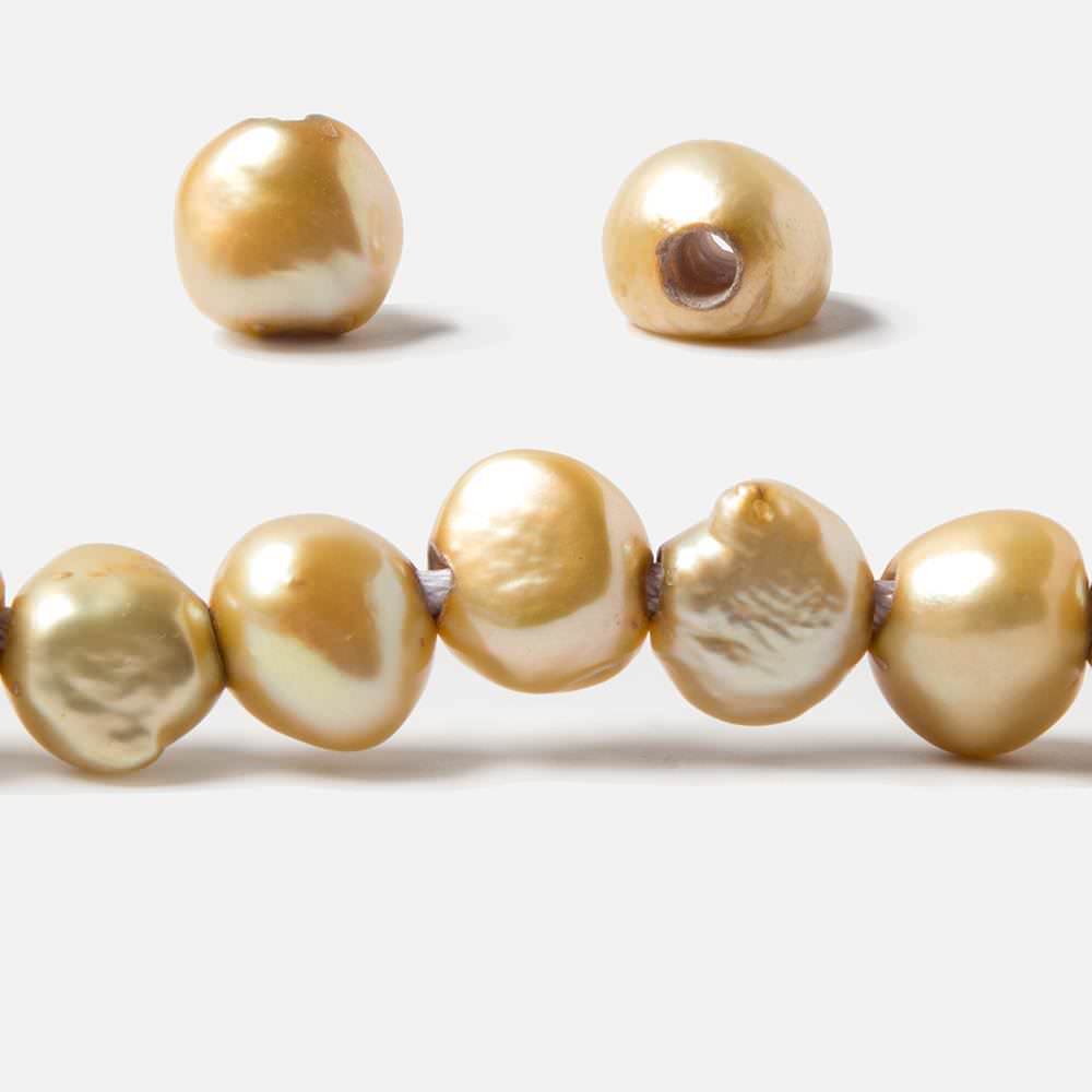 8.5x9.5-10x11mm Buttercup Yellow Baroque 2.5mm large hole Pearls 15 in. 44 pcs (ONLINE ORDER ONLY)