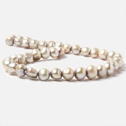 8.5x9.5-11x9.5mm Beige Silver Baroque 2.5mm large hole Pearls 15 in. 44 pcs (ONLINE ORDER ONLY)