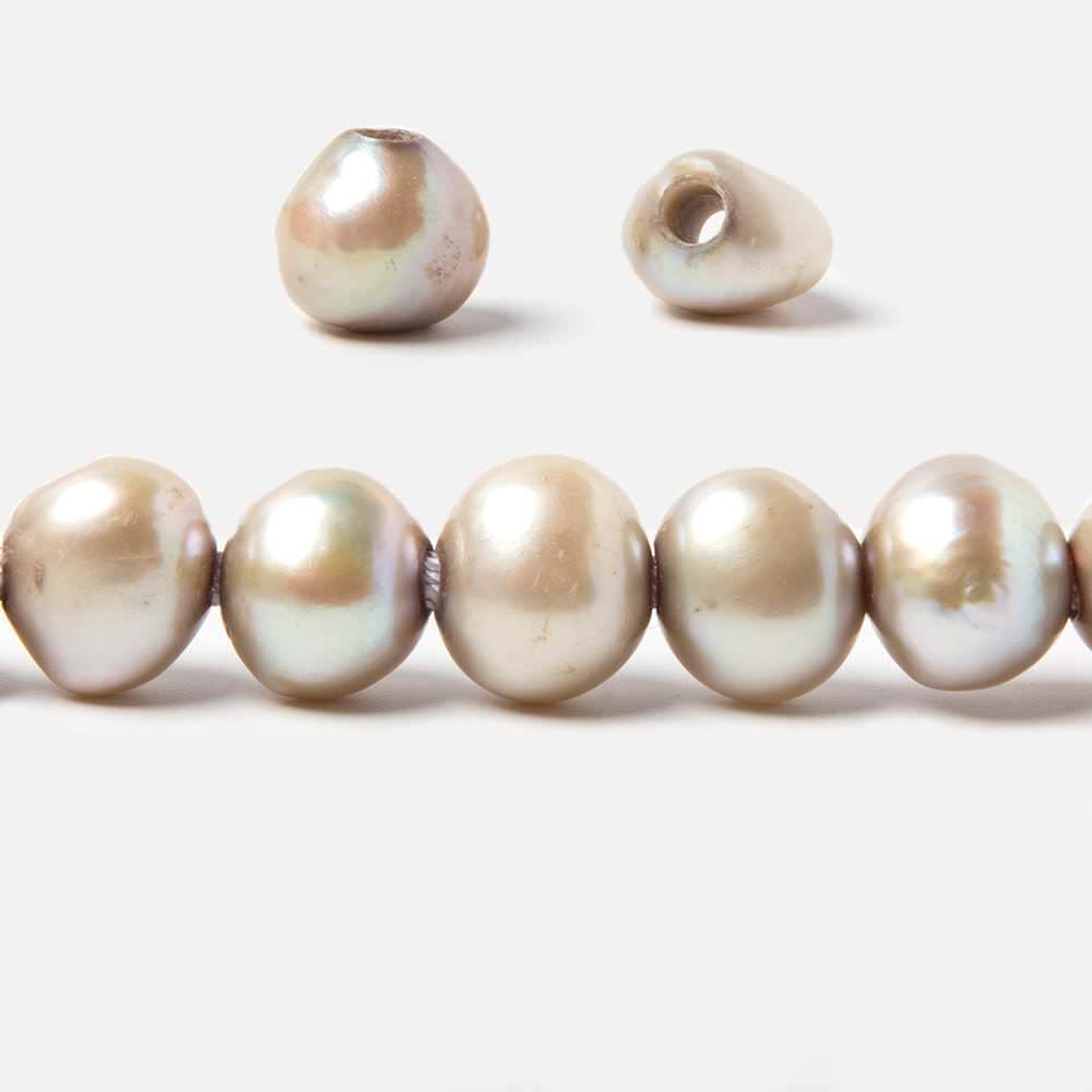8.5x9.5-11x9.5mm Beige Silver Baroque 2.5mm large hole Pearls 15 in. 44 pcs (ONLINE ORDER ONLY)