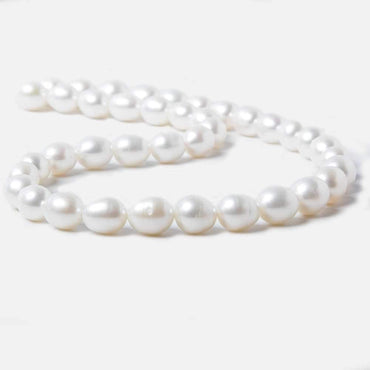 8.5x9.5-9.5x11mm White Straight Drill Baroque Freshwater Pearl 15.5 inch 39 pcs (ONLINE ORDER ONLY)