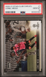 Graded 2020-21 Topps Stadium Club Chrome UCL Lionel Messi #1 Champions League Soccer Card PSA 10 Gem Mint (ONLINE ORDER ONLY)