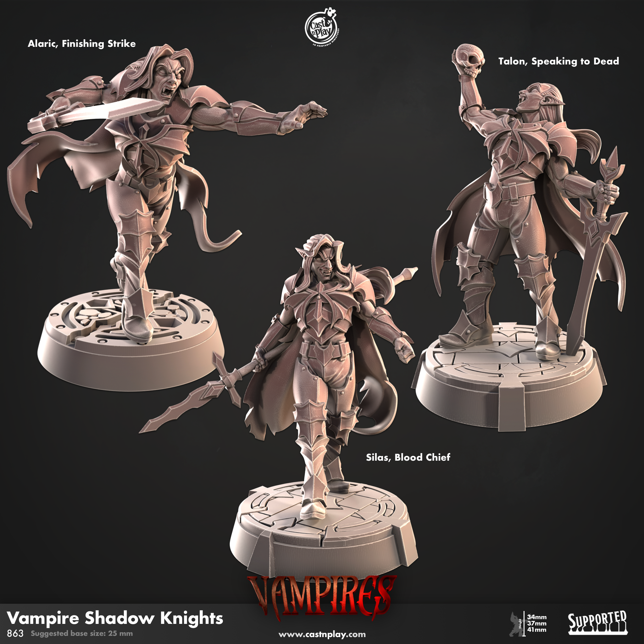 3D Printed Cast n Play Vampires - Vampire Shadow Knights 28mm 32mm D&D (Online Only)