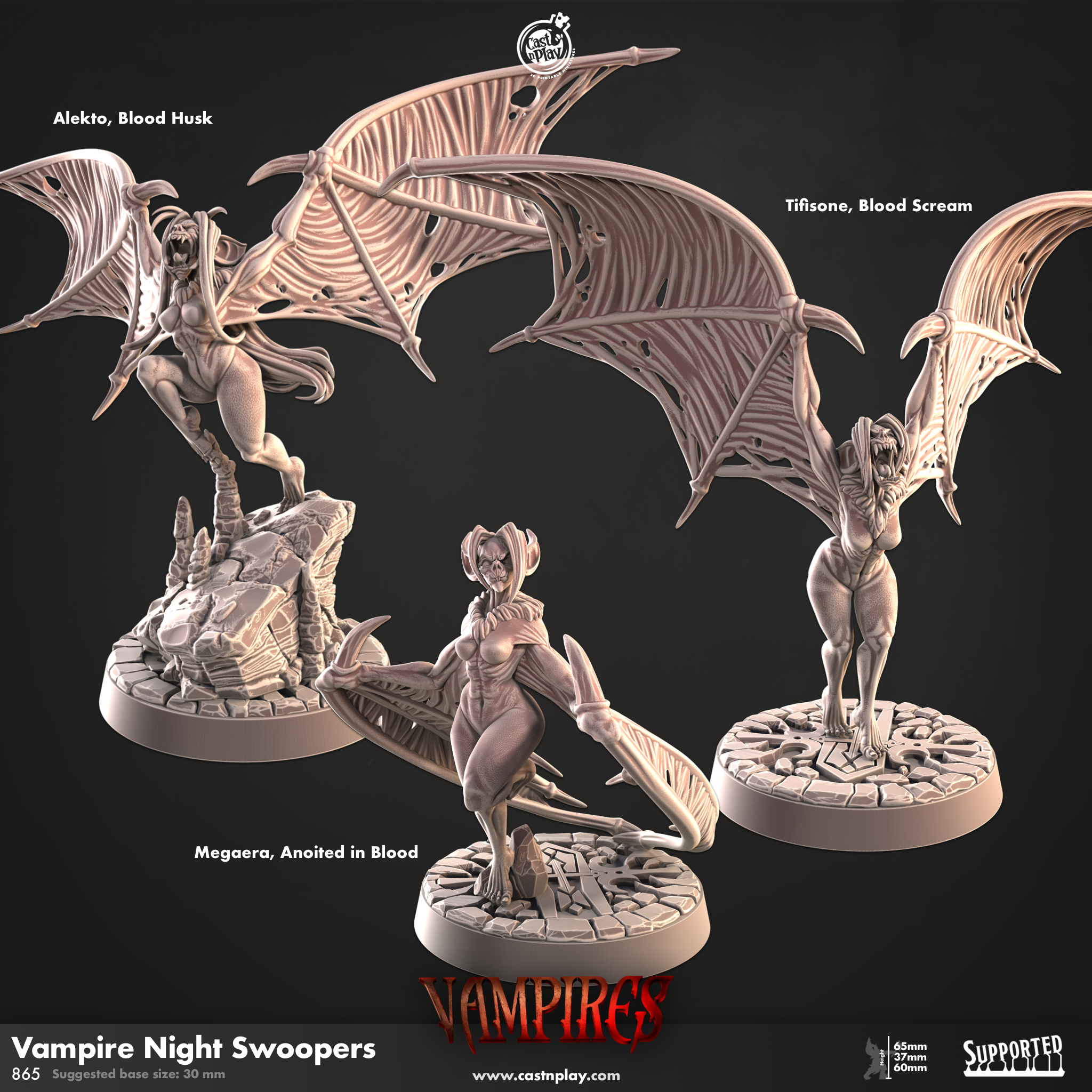 3D Printed Cast n Play Vampire Night Swoopers Vampires Set 28mm 32mm D&D (Online Only)