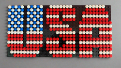 Build-It-Yourself DIY USA Flag Brick Sign Kit – 32x16 Studs | Red, White & Blue Mosaic on Black Base (ONLINE ORDER ONLY)