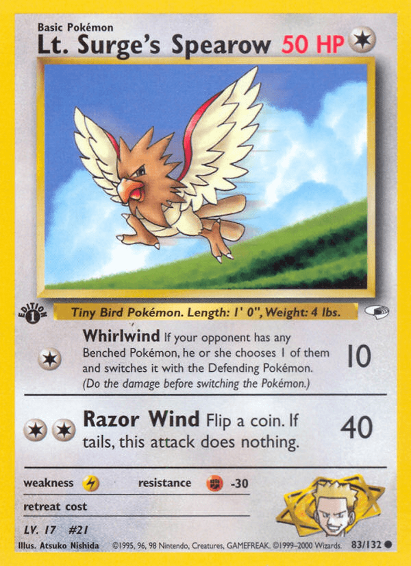 Lt. Surge's Spearow (83/132) [Gym Heroes 1st Edition] (Online Only)