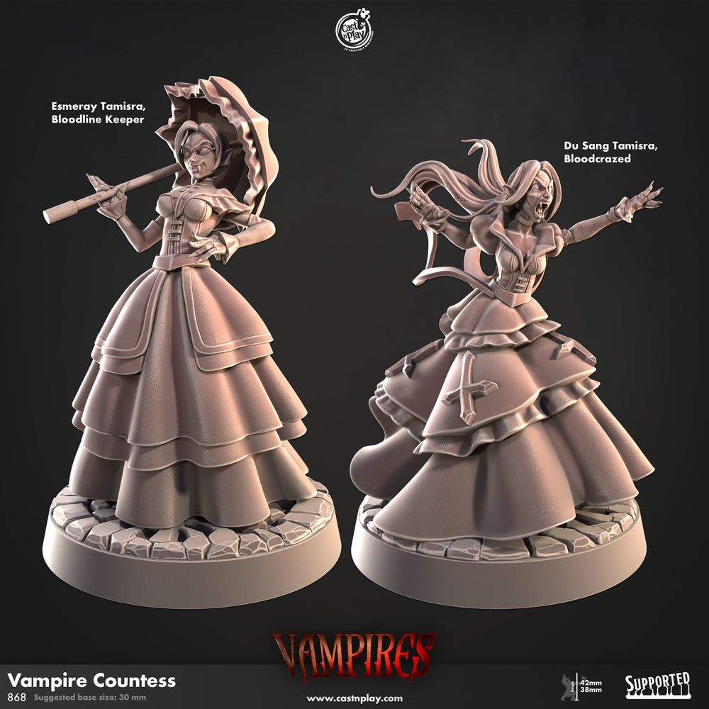 3D Printed Cast n Play Vampire Countess Vampires Set 28mm 32mm D&D (Online Only)