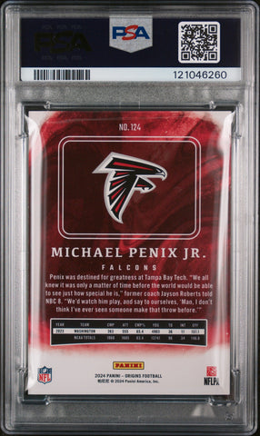 Graded 2024 Panini Origins Michael Penix Jr #124 Rookie RC Football Card PSA 10 Gem Mint (ONLINE ORDER ONLY)