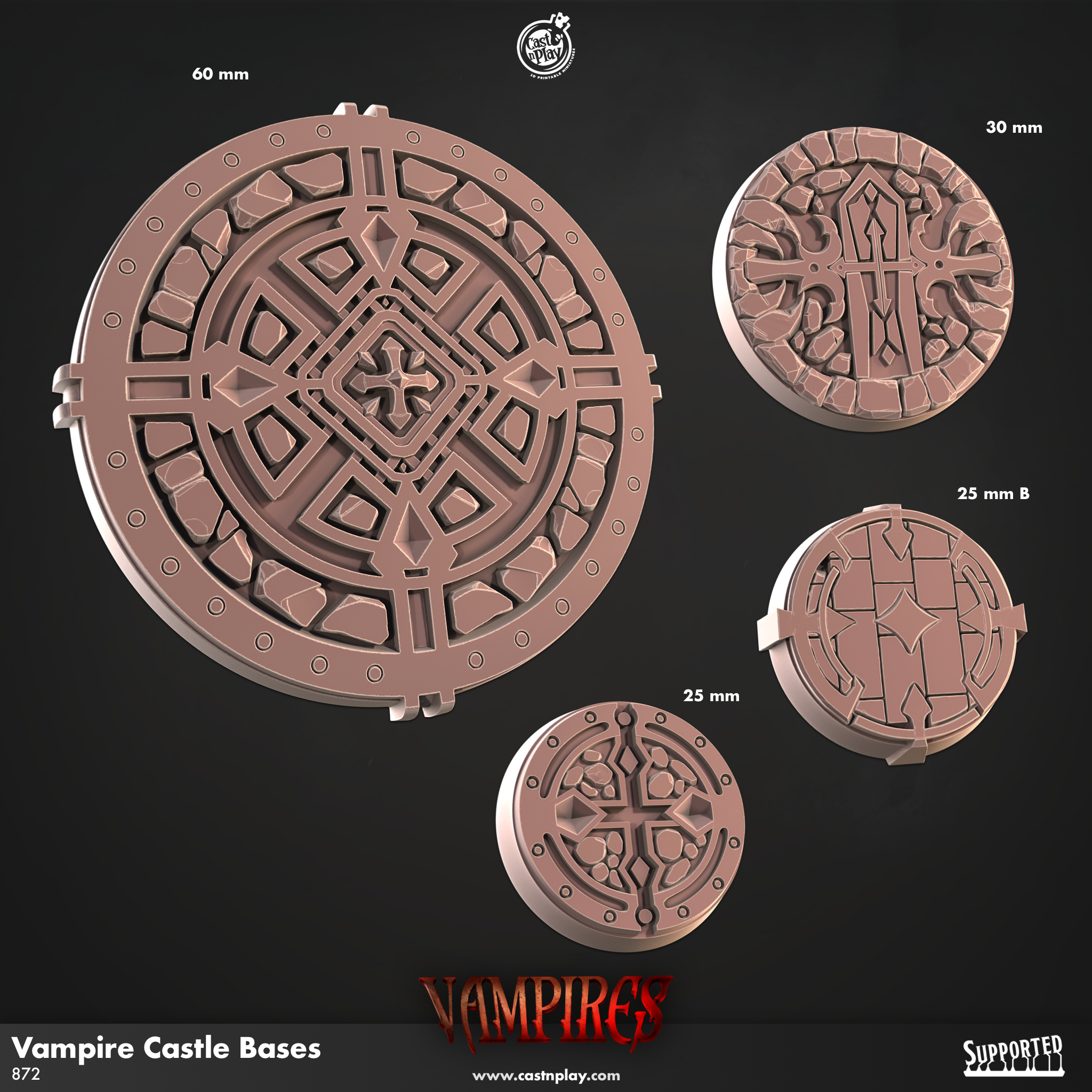 3D Printed Cast n Play Vampire Castle Bases Vampires Set 28mm 32mm D&D (Online Only)