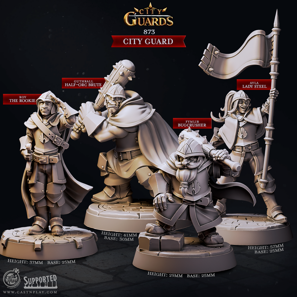 3D Printed Cast n Play City Guard City Guards Set 28mm 32mm D&D (Online Only)