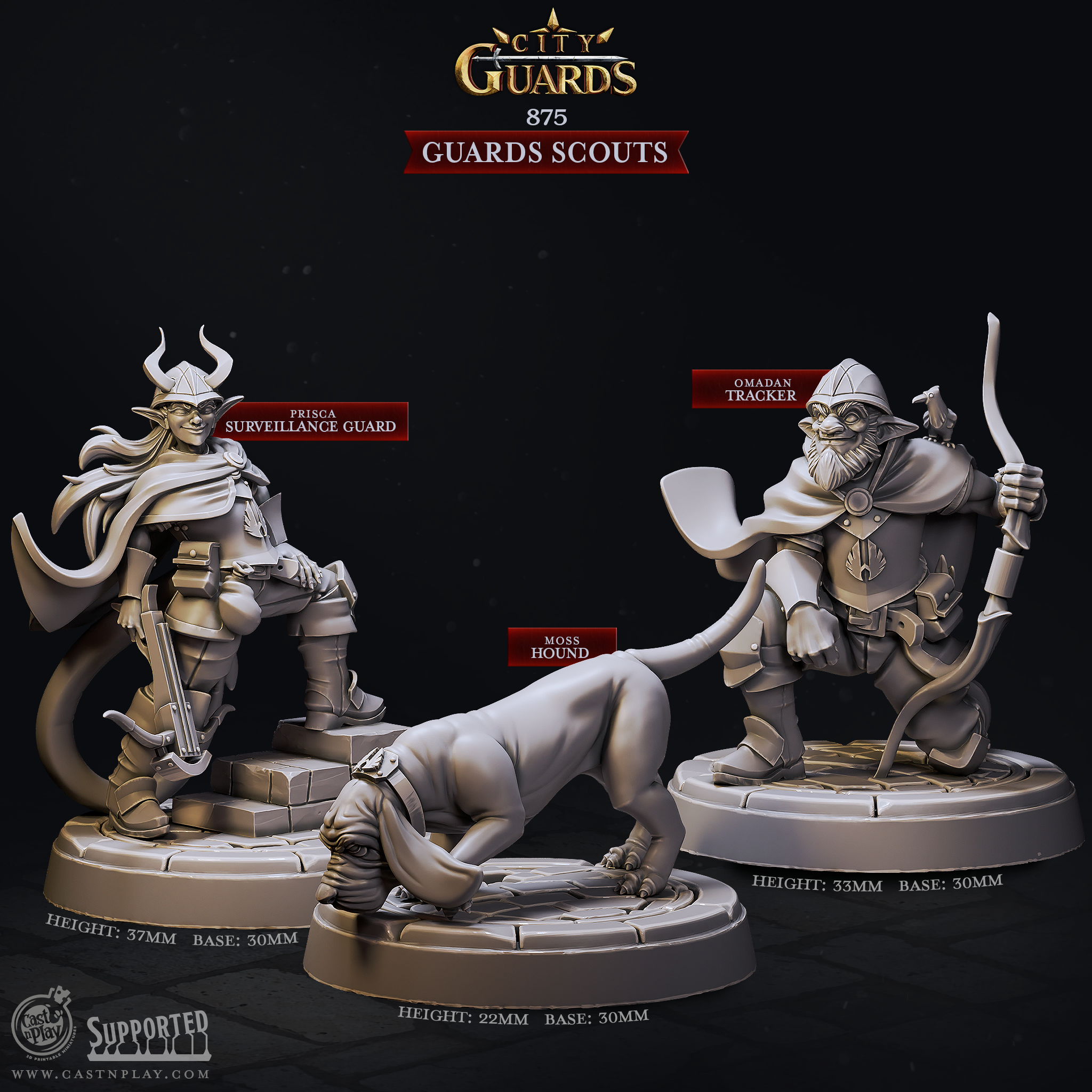 3D Printed Cast n Play Guards Scouts City Guards Set 28mm 32mm D&D (Online Only)