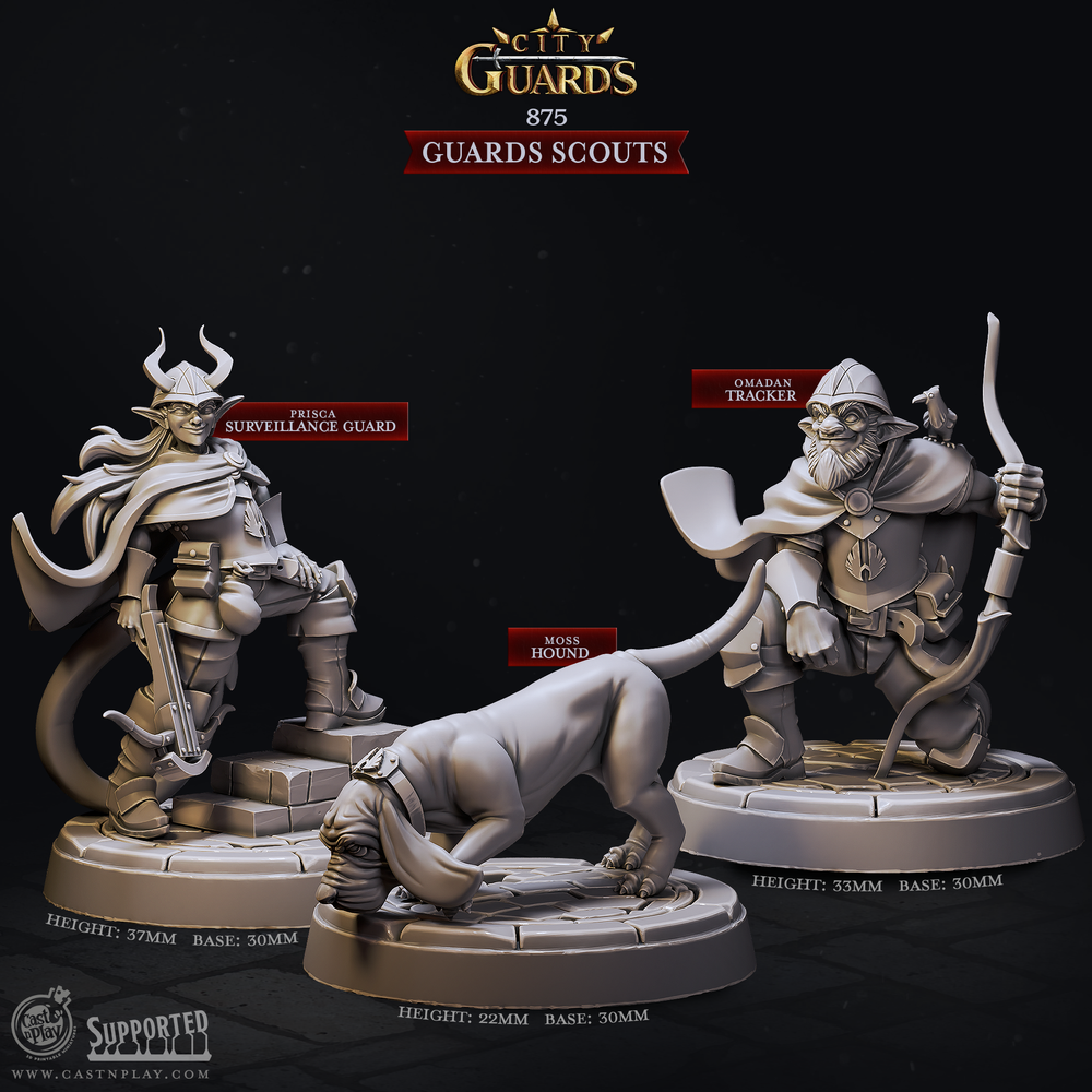 3D Printed Cast n Play Guards Scouts City Guards Set 28mm 32mm D&D (Online Only)