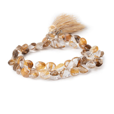 6x6-8x8mm Golden Hematoid Quartz faceted heart 8 inch 51 pieces (ONLINE ORDER ONLY)