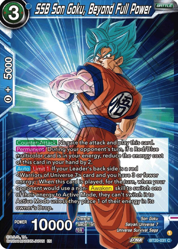 SSB Son Goku, Beyond Full Power (BT20-031) [Power Absorbed] (ONLINE ORDER ONLY)