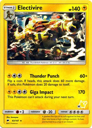 Electivire (43/147) (Pikachu Stamp #32) [Battle Academy 2020] (Online Only)