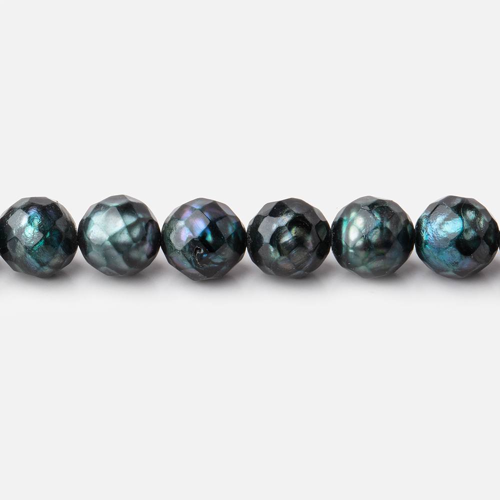 6.5mm Dark Aqua Blue Faceted Round Freshwater Pearls 16 inch 60 pieces (ONLINE ORDER ONLY)
