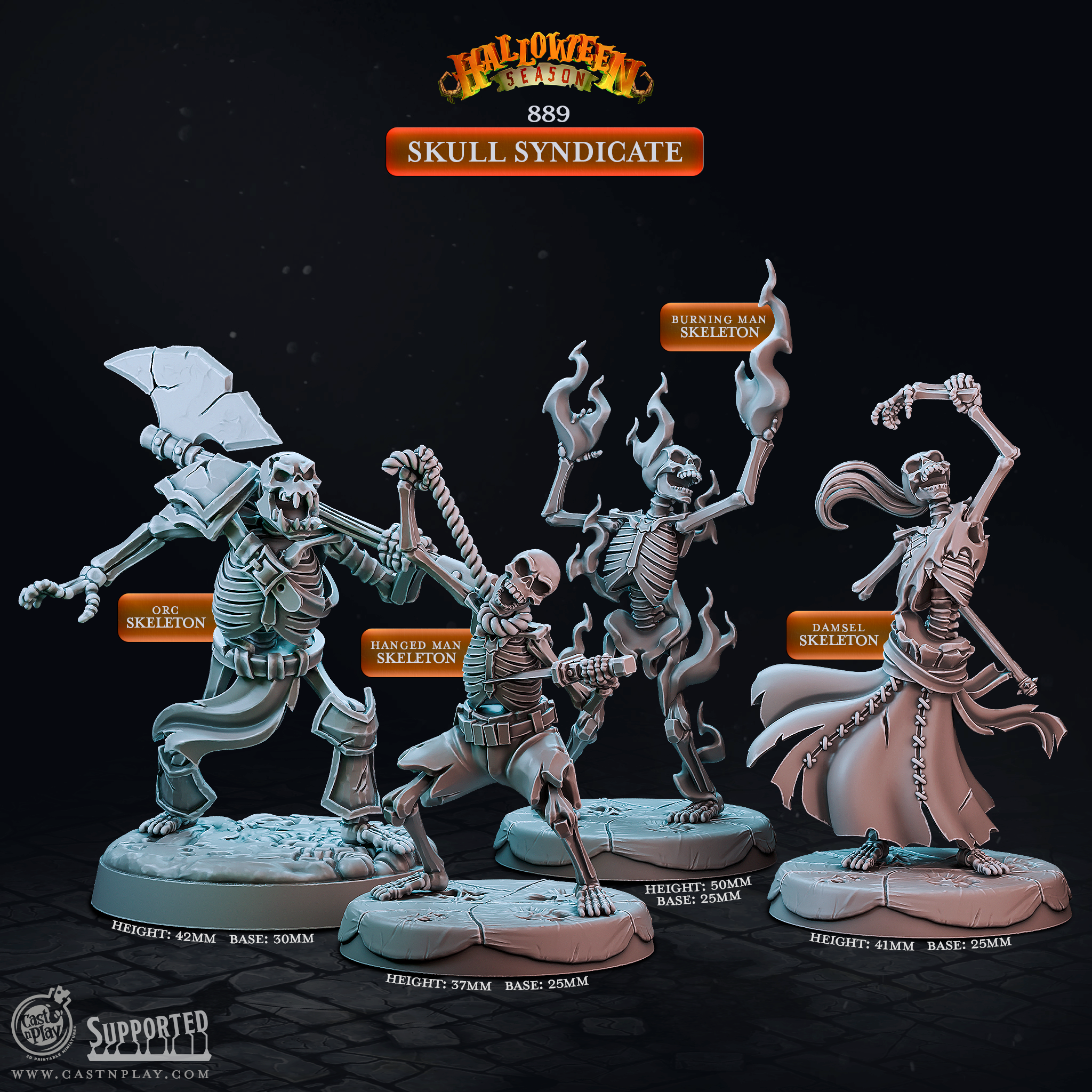 3D Printed Cast n Play Halloween Season Skull Syndicate 28mm 32mm D&D (Online Only)