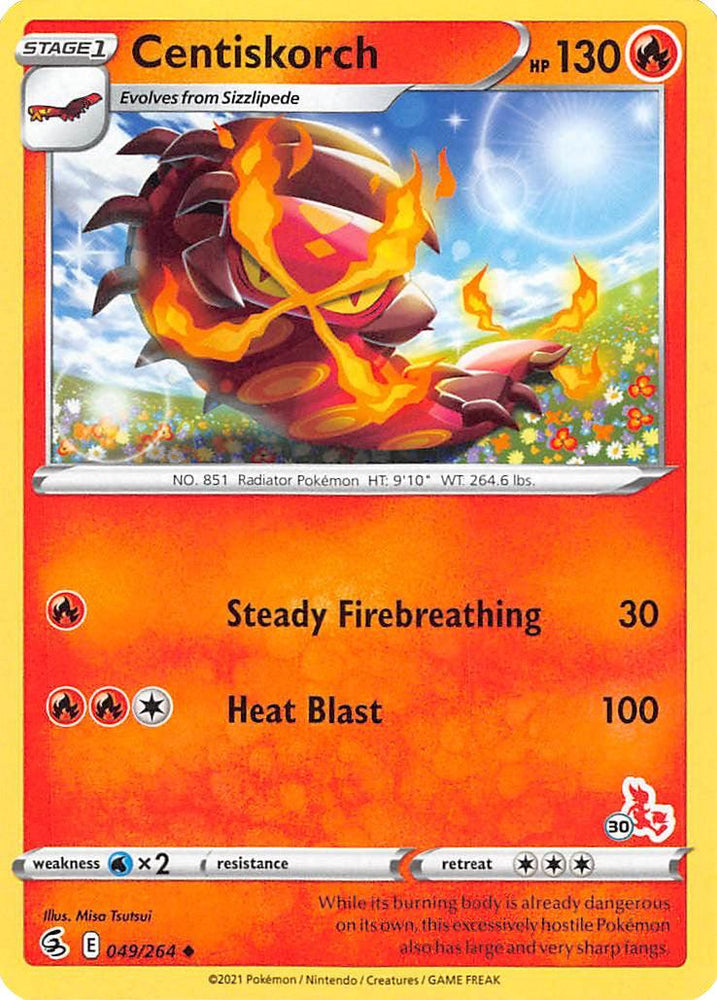 Centiskorch (49/264) (Cinderace Stamp #30) [Battle Academy 2022] (Online Only)