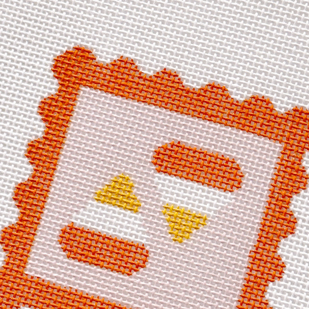 Cotswold Co Designs - Candy Corn Stamp Needlepoint Canvas – 18 Mesh Zweigart Mono Deluxe, 2.7" Hand Painted Fall Halloween Mini (ONLINE ORDER ONLY)