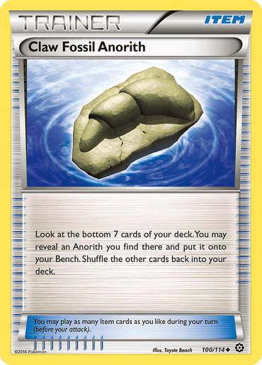Claw Fossil Anorith (100/114) [XY: Steam Siege] (Online Only)