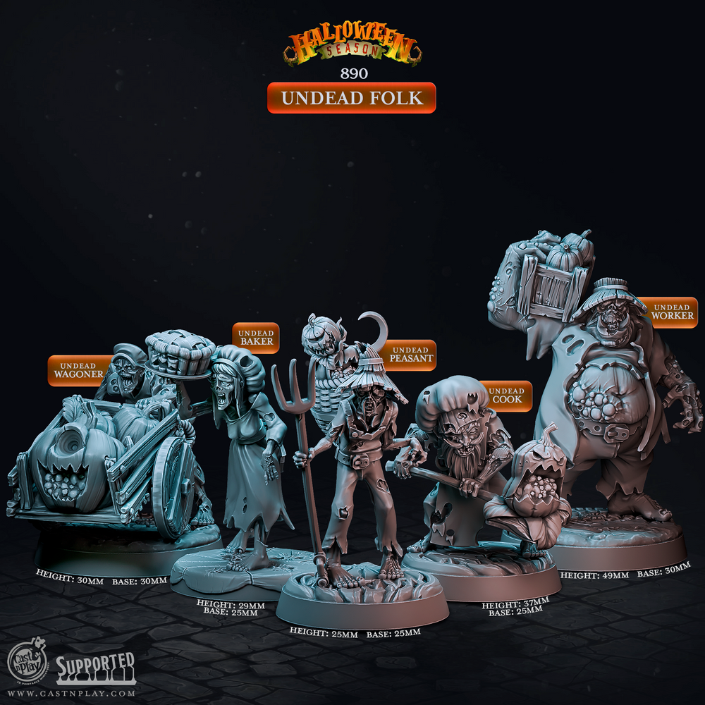3D Printed Cast n Play Halloween Season Undead Folk 28mm 32mm D&D (Online Only)