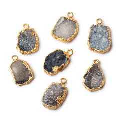 17x12mm Gold Leafed Dark Warm Grey Drusy Pendant 1 piece (ONLINE ORDER ONLY)