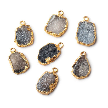 17x12mm Gold Leafed Dark Warm Grey Drusy Pendant 1 piece (ONLINE ORDER ONLY)
