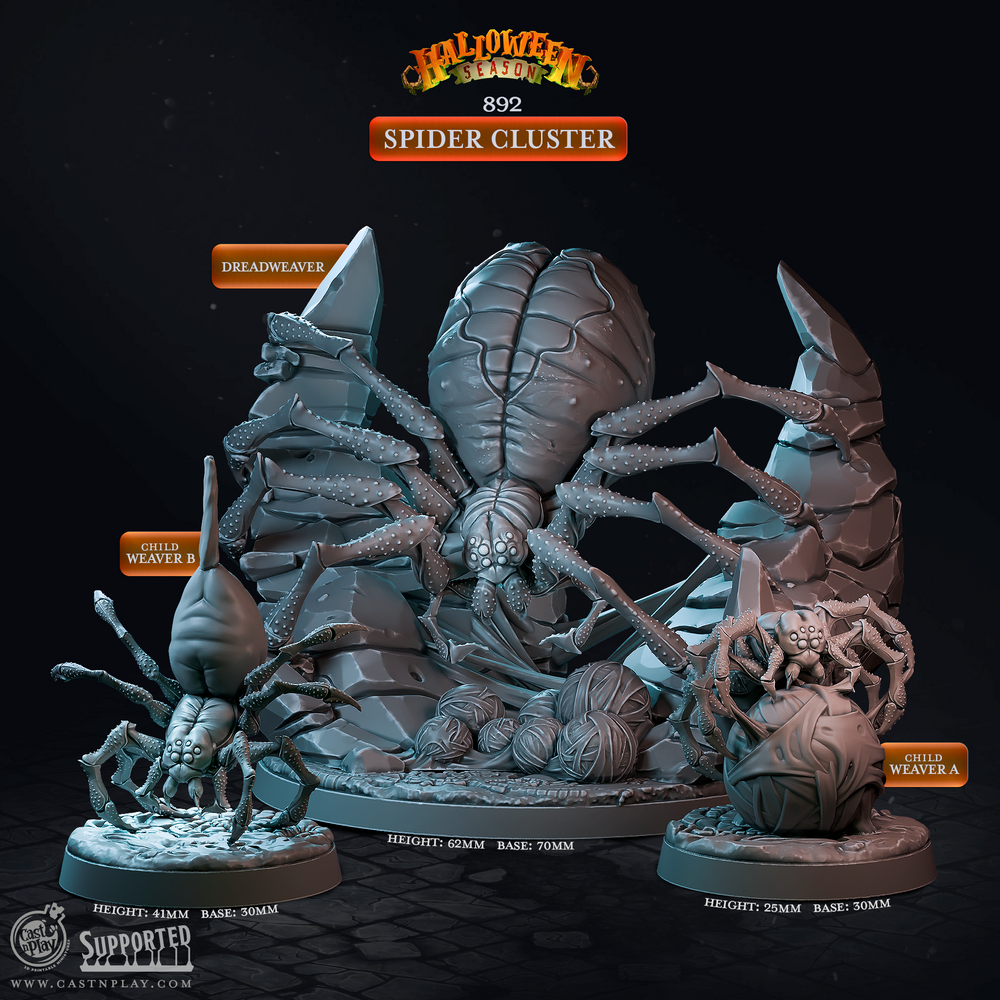 3D Printed Cast n Play Halloween Season Spider Cluster 28mm 32mm D&D (Online Only)