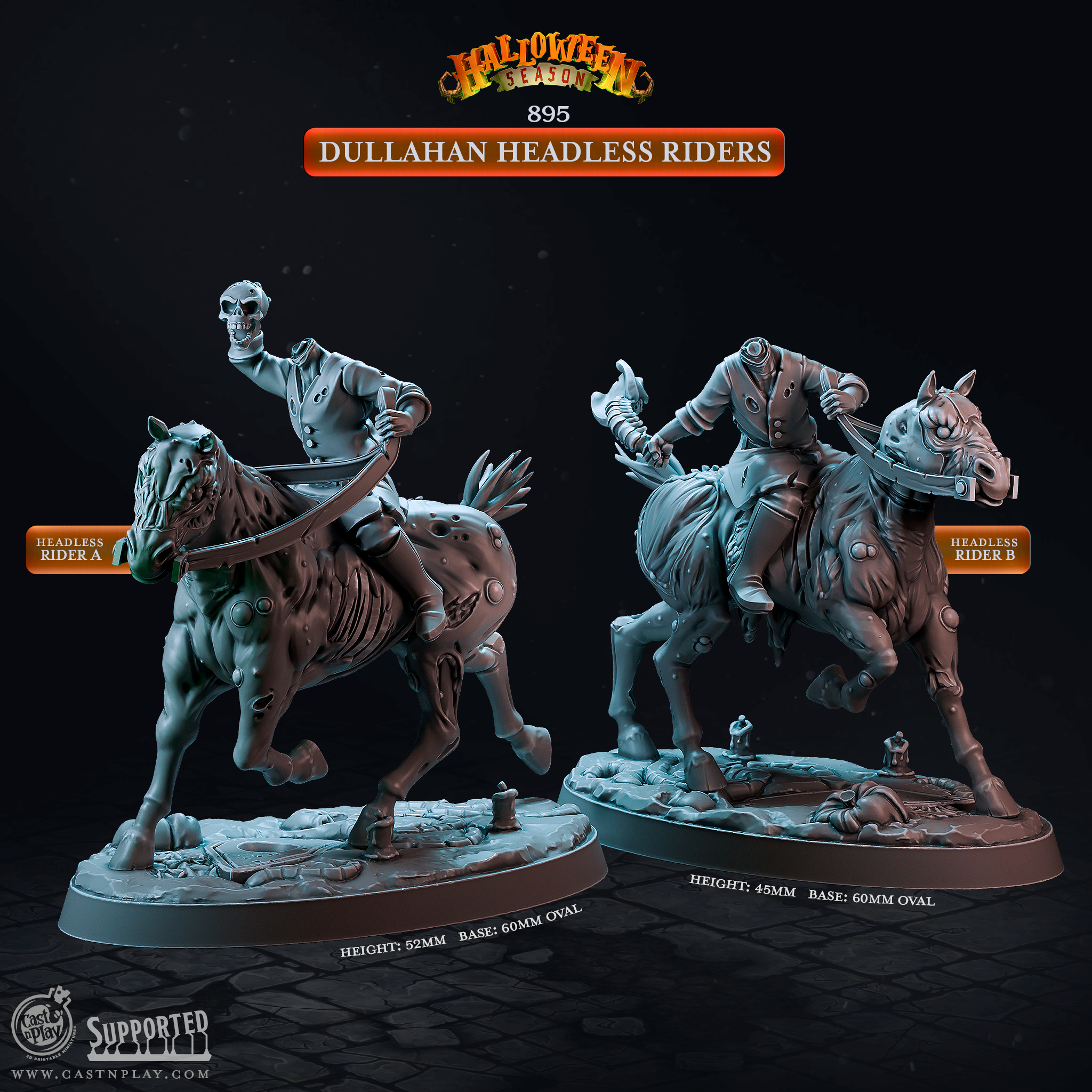 3D Printed Cast n Play Halloween Season Dullahan Headless riders 28mm 32mm D&D (Online Only)