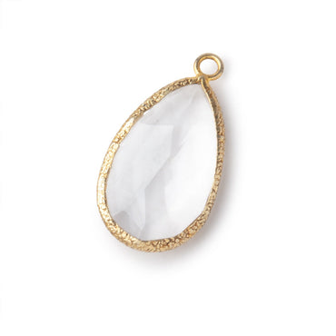 20x13mm Textured Vermeil Bezeled Crystal Quartz Pear Pendant 1 piece (ONLINE ORDER ONLY)