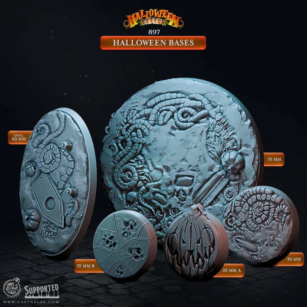 3D Printed Cast n Play Halloween Season Halloween Bases 28mm 32mm D&D (Online Only)