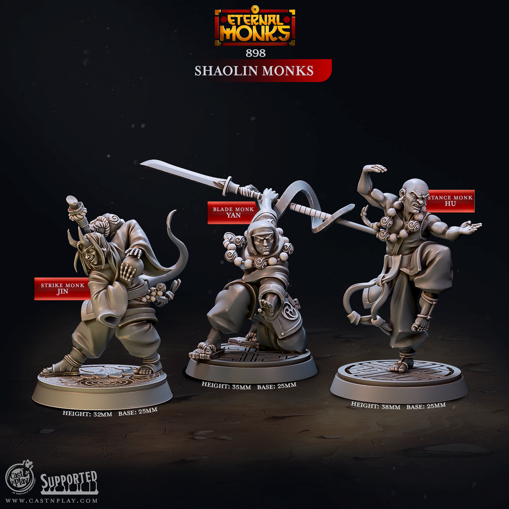 3D Printed Cast n Play Shaolin Monks Eternal Monks Set 28mm 32mm D&D (Online Only)