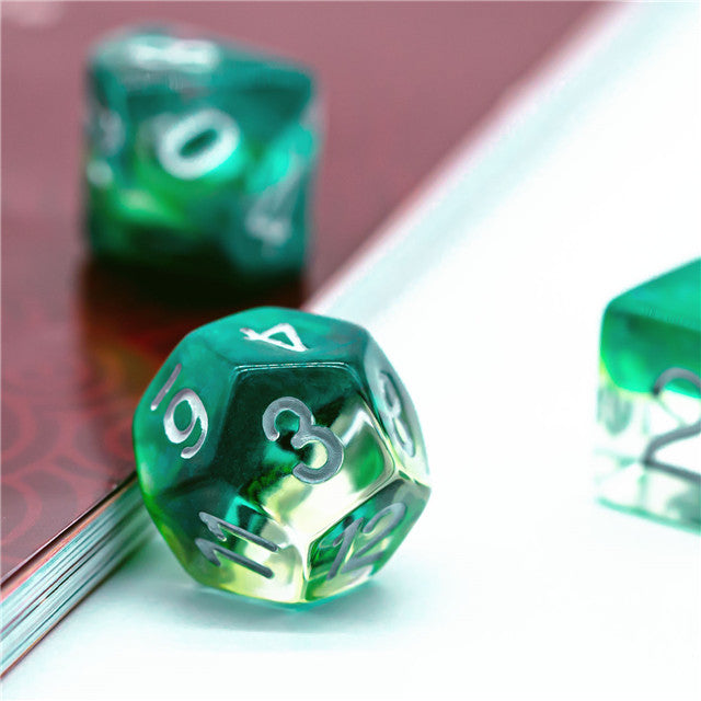 Green Demon Eye Dragon Eye Dice 7-Dice Set Resin Dungeons and Dragons Dice (Online Only)
