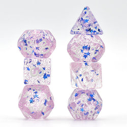 Purple Glitter Stars Dice Series 7-Dice Set (Online Only)
