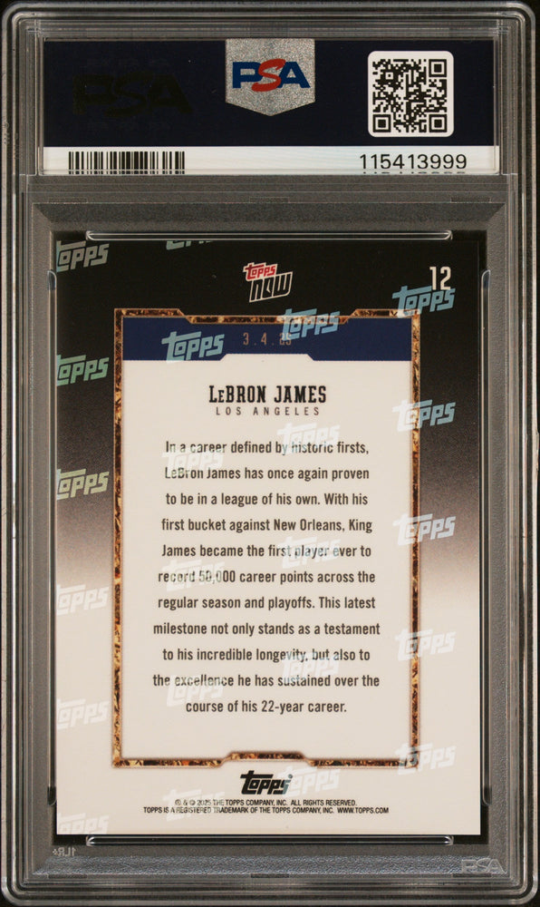 Graded 2024 Topps Now LeBron James #12 Basketball Card PSA 10 Gem Mint (ONLINE ORDER ONLY)