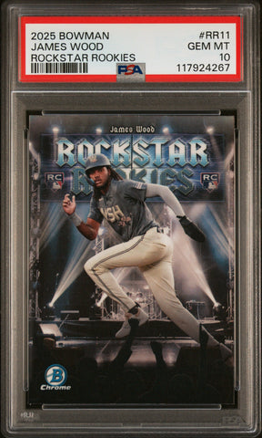 Graded 2025 Topps Bowman James Wood #RR11 Rockstar Rookies Rookie RC Baseball Card PSA 10 Gem Mint (ONLINE ORDER ONLY)