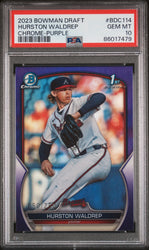 Graded 2023 Topps Bowman Draft Hurston Waldrep #BDC114 Chrome Purple /250 Rookie RC Baseball Card PSA 10 Gem Mint (ONLINE ORDER ONLY)