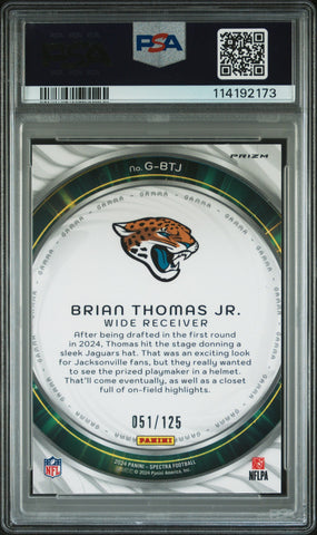 Graded 2024 Panini Spectra Brian Thomas Jr #GBTJ Gamma Rookie RC Football Card PSA 10 Gem Mint (ONLINE ORDER ONLY)