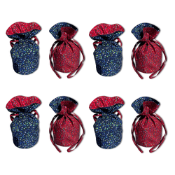 Medium Reusable Fabric Gift Bag | Blue & Red Confetti (ONLINE ORDER ONLY)