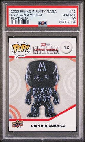 2023 UPPER DECK FUNKO POP MARVEL  CAPTAIN AMERICA PLATINUM #12  PSA 10 (Online Order Only)