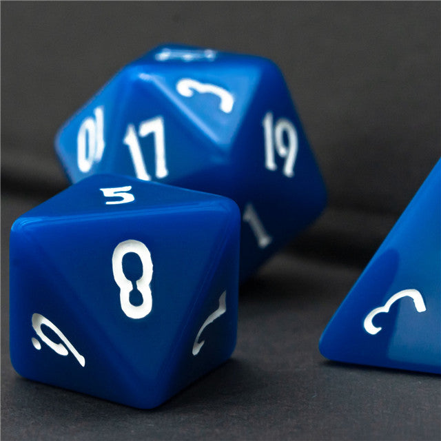 Dark Blue Homage 7-Dice Set w/Blue Numbers Minimalist (Online Only)