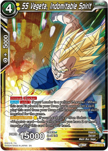 SS Vegeta, Indomitable Spirit (BT20-097) [Power Absorbed] (ONLINE ORDER ONLY)