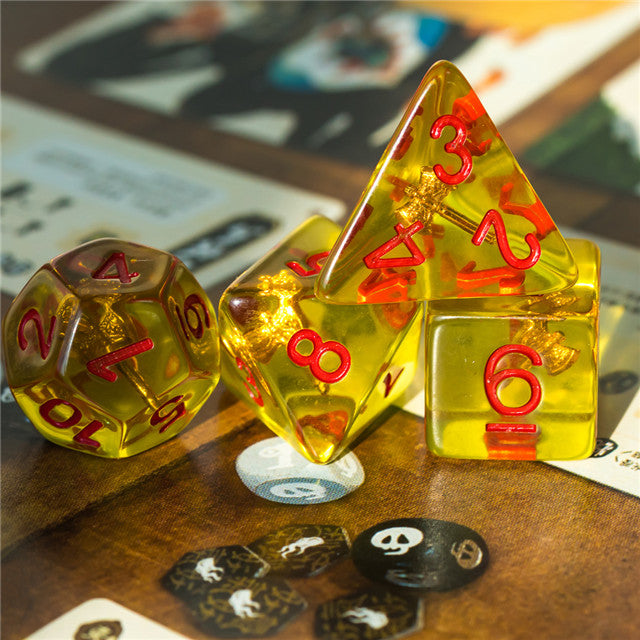 Barbarian (Axe) Yellow Dice w/ Golden Axe 7-Dice Set Rpg (Online Only)